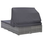 vidaXL Transat à 2 places avec coussin Résine tressée Gris