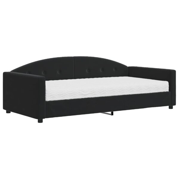vidaXL Lit de jour avec matelas noir 100x200 cm velours