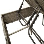 vidaXL Chaise longue double avec toit et rideaux gris résine tressée