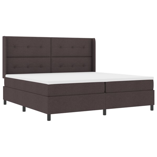 vidaXL Lit à ressorts avec Matelas - Marron Foncé  200x200 cm  tissu