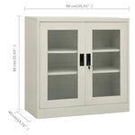 Armoire de bureau gris clair 90 x 40 x 90 cm avec 2 étagères réglables design iconique en acier gris clair 02_0046803