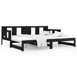 vidaXL Lit coulissant Noir Bois de pin solide 2x(90x190) cm