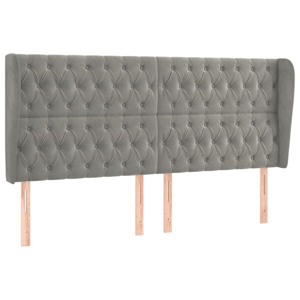 vidaXL Tête de lit avec oreilles Gris clair 183x23x118/128 cm Velours