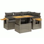 vidaXL Salon de jardin 5 Pièces avec coussins gris résine tressée