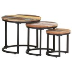 vidaXL Tables d'appoint 3 Pièces Bois de récupération massif