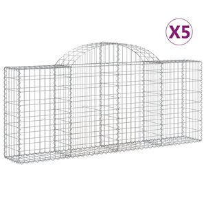 vidaXL Paniers à gabions arqués 5 Pièces 200x30x80/100 cm Fer galvanisé