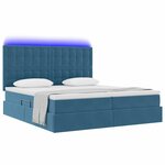 vidaXL Lit de rangement LED avec matelas Bleu foncé 180 x 200 cm