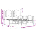 vidaXL Cadre de lit métal sans matelas et pied de lit blanc 120x190 cm