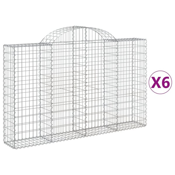 vidaXL Paniers à gabions arqués 6 Pièces 200x30x120/140 cm Fer galvanisé