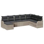 vidaXL Canapé de jardin 8 pièces avec coussins gris clair en poly rotin