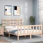 vidaXL Cadre de lit avec tête de lit 140x190 cm bois massif