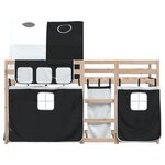 vidaXL Lit superposé avec rideaux blanc/noir 80x200 cm bois pin massif