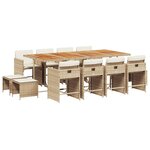 vidaXL Ensemble à manger de jardin et coussins 13 Pièces beige