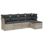 vidaXL Salon de jardin 5 Pièces avec coussins gris clair résine tressée