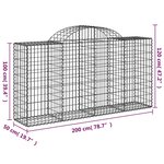 vidaXL Paniers à gabions arqués 15 Pièces 200x50x100/120 cm fer galvanisé