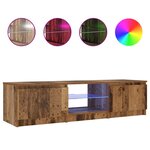 vidaXL Meuble TV avec lumières LED vieux bois bois d'ingénierie