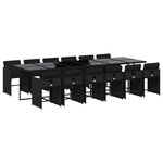 vidaXL Ensemble à manger de jardin 13 Pièces coussins noir résine tressée