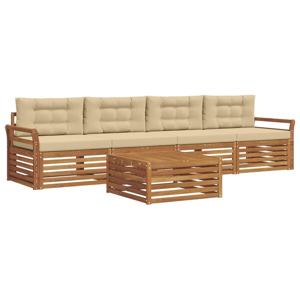 vidaXL Ensemble de canapés d'extérieur 5 pc Naturel et Beige