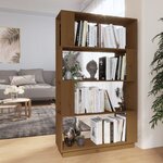 vidaXL Bibliothèque/Cloison Marron miel 80x25x132 cm Bois massif