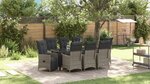 vidaXL Ensemble de jardin de 9 pièces avec coussins gris en rattan poly