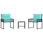 vidaXL Ensemble de meubles d'extérieur 3 pc Noir et turquoise