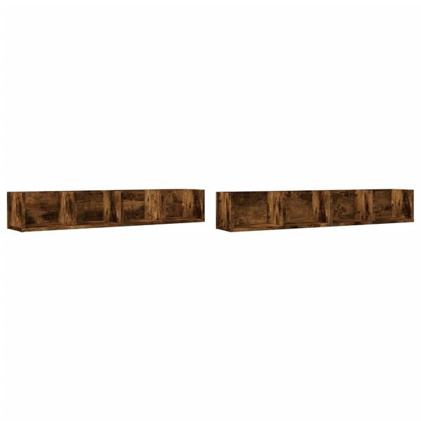 vidaXL Armoires murales 2Pièces chêne fumé 99x18x16 5cm bois d'ingénierie