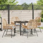 vidaXL Ensemble de salle à manger de jardin 5 pièces avec coussins Marron Poly Rattan