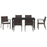 vidaXL Ensemble de salle à manger pour jardin 7 Pièces Marron Poly rotin