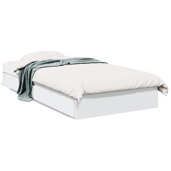 vidaXL Cadre de lit avec tiroirs sans matelas blanc 75x190 cm