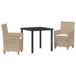 vidaXL Ensemble de salle à manger pour jardin 3 Pièces Beige polyrotin