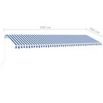 vidaXL Auvent manuel rétractable avec LED 600x300 cm Bleu et blanc