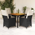 vidaXL Ensemble à manger de jardin coussins 5Pièces noir résine tressée