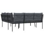 vidaXL Ensemble de canapés de jardin et coussins noir acier textilène