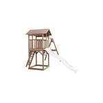 AXI Beach Tower avec Balancoire Double Marron Toboggan Blanc