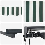 vidaXL Auvent Rétractable Vert et blanc 450x300 cm tissu