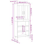 vidaXL Buffet haut Noir 69 5x34x180 cm Bois d'ingénierie