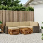 vidaXL Ensemble de canapés d'extérieur 7 pc Naturel et Beige Polyester