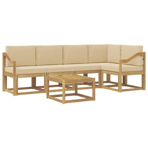 vidaXL Ensemble de canapés d'extérieur 6 pc Blanc et Beige