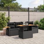 vidaXL Salon de jardin 5 Pièces avec coussins noir résine tressée