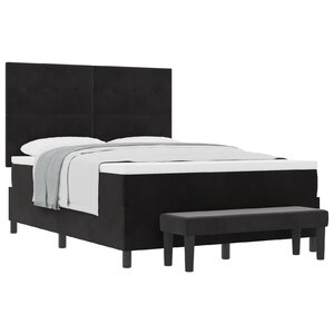 vidaXL Lit à sommier avec matelas & banc noir 140x190 cm velours