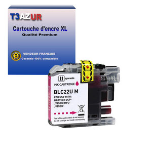 T3AZUR - Cartouche compatible avec Brother DCP-J785DW MFC-J985DW LC22U XL Magenta