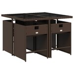 vidaXL Ensemble à manger de jardin 5 Pièces et coussins marron poly rotin
