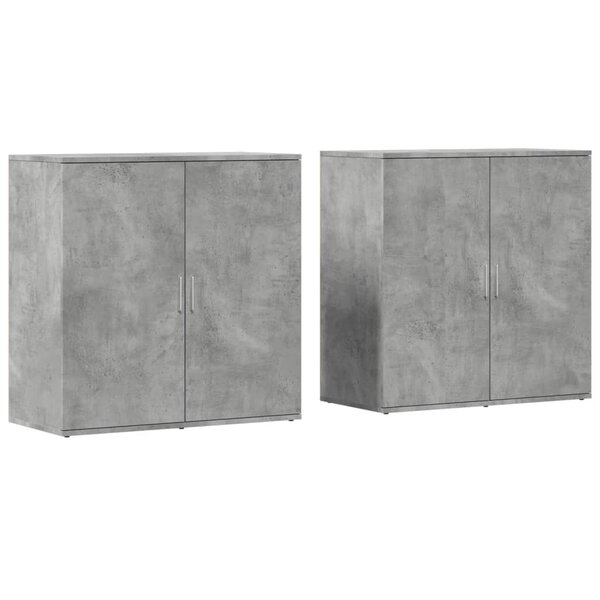 vidaXL Buffets 2 Pièces gris béton 79x38x80 cm bois d'ingénierie
