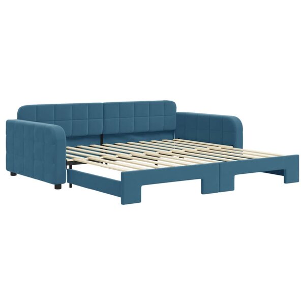 vidaXL Lit de jour avec lit gigogne bleu 100x200 cm velours