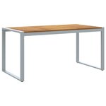 Table de salle à manger extérieure vidaXL Grise 160x80x75 cm Acier et Bois Massif d'Acacia