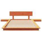 vidaXL Cadre de lit au sol avec tables de chevet Marron ciré 75x190cm Bois massif
