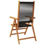 vidaXL Chaises inclinables de jardin lot de 6 noir bois massif acacia