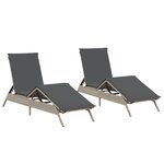 vidaXL Chaises longues avec coussins lot de 2 gris résine tressée