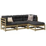 vidaXL Salon de jardin 4 Pièces avec coussins bois de pin imprégné