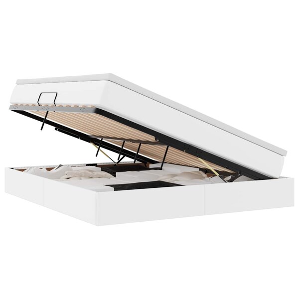 vidaXL Lit avec rangement et matelas Blanc 160 x 200 cm Simili cuir